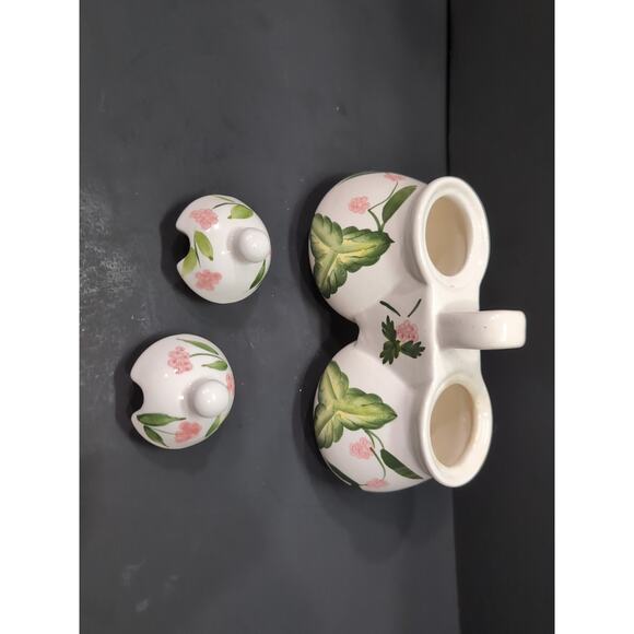 DesignPac Dual Condiment Pot, Jam Jelly Ceramic Holder, Hand Painted Berries - Picture 5 of 8